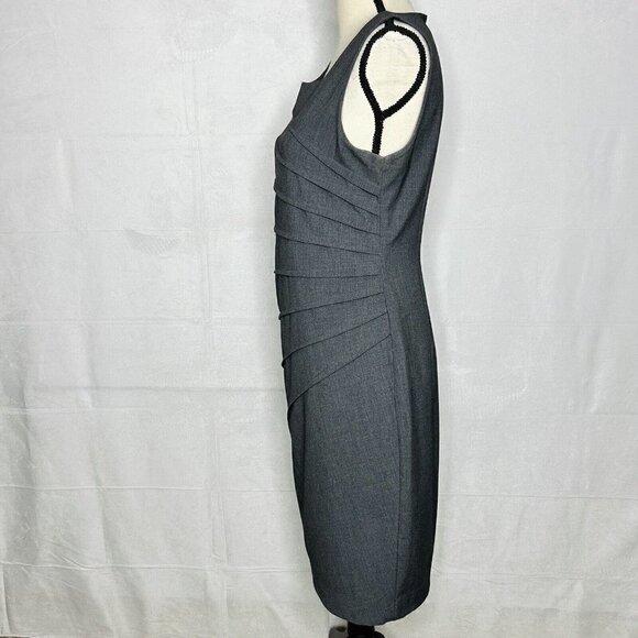 Calvin Klein Women’s Sleeveless Fitted Grey Pleated Design Dress Size 6 Stretch - Picture 4 of 9